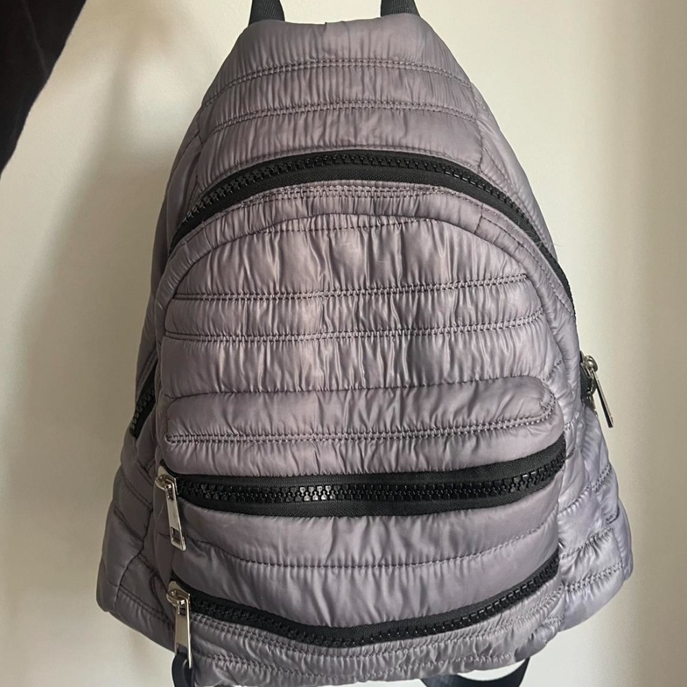 Sondra Roberts Quilted Gray and Blue Backpack